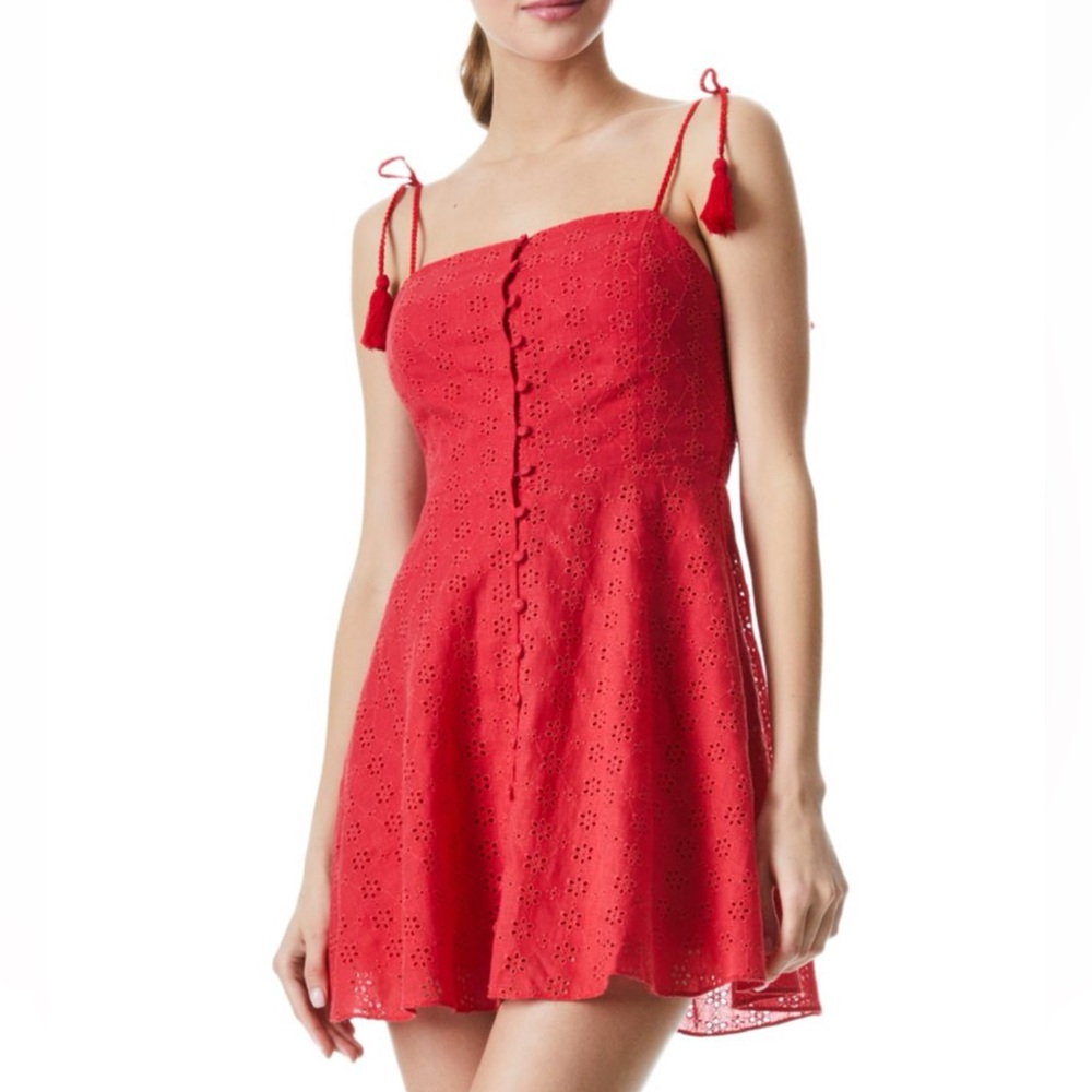 Alice + Olivia Red Eyelet Sundress